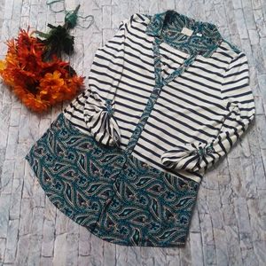 Anthropologie Postmark Strip Print Tunic